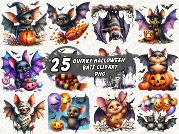 Download Halloween Quirky Bats Clipart Bundle PNG - Bat Collection
