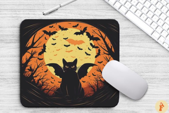 Download A Spooky Black Cat with Flying Bats - Bat Collection