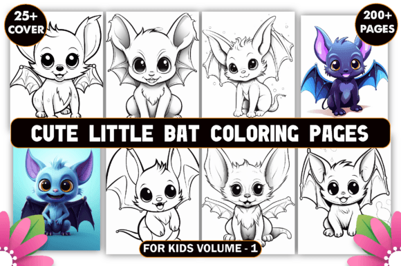 Download Cute Little Bat Coloring Pages for Kids - Bat Collection
