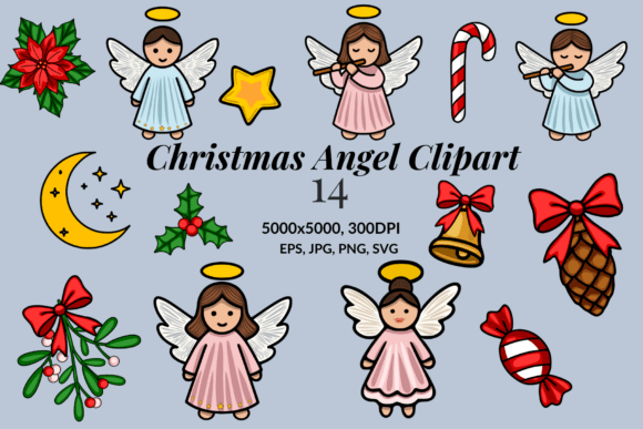 Download Heavenly Christmas Angel Clipart Set - Premium Resources