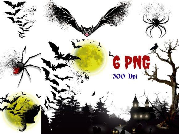 Download Halloween Scene - Spider, Black Cat, Bat - Premium Resources
