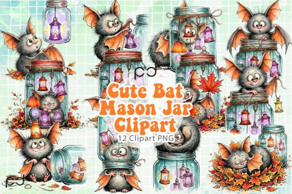 Download Cute Bat Mason Jar Graphics - Bat Collection