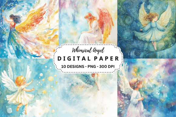 Download Watercolor Whimsical Angel Background - Angel background Collection