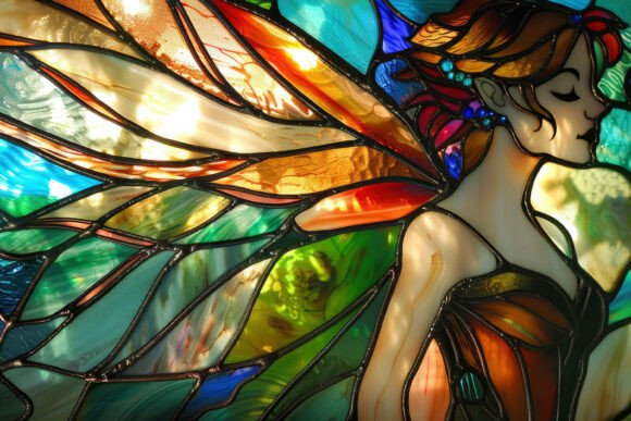 Download Stained Glass Fairy Angel Background Wal - Angel background Collection